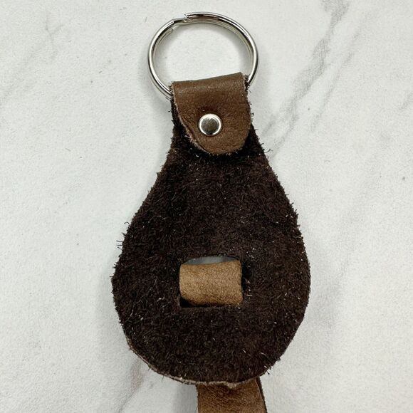 Soft Brown Leather Fringe Western Boho Keychain Keyring - Picture 6 of 7